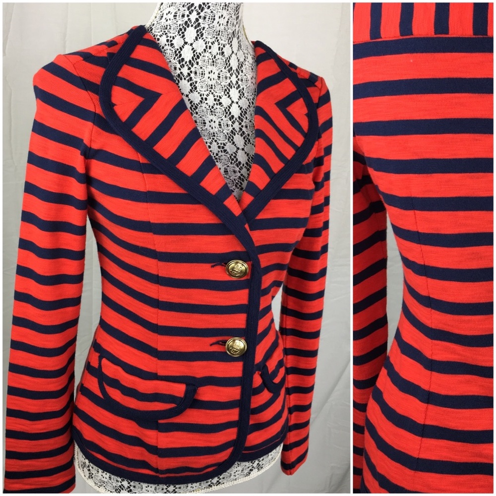 CAbi Navy & Red Stripe Jacket - Picture 2 of 4